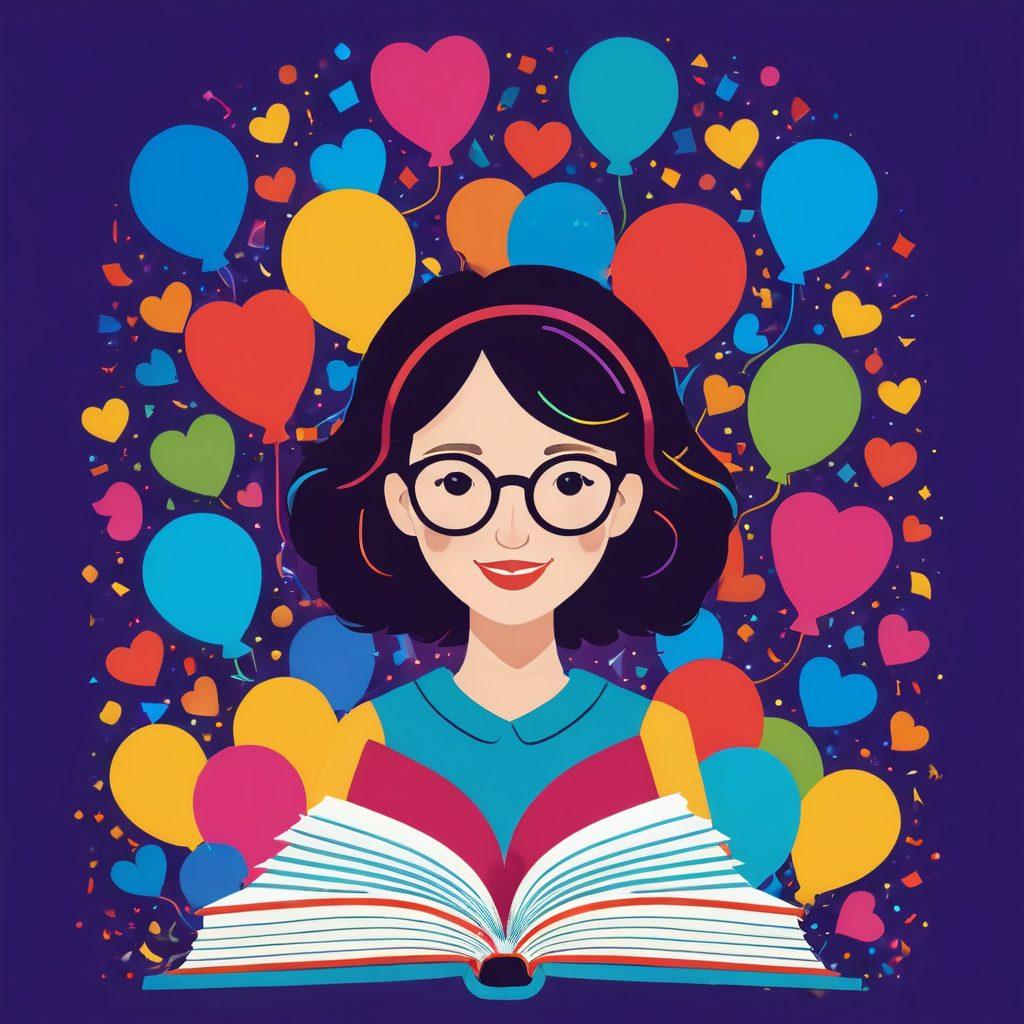 A whimsical and colorful illustration combining playful, fun elements like confetti and balloons with educational icons such as books and lightbulbs. In the center, a quirky character joyfully balancing between playful and serious elements, surrounded by symbols of sexual wellness, like heart-shaped icons and wellness guides. The background should be vibrant and inviting, creating an atmosphere that melds enjoyment with learning. cartoon style, vibrant colors, cheerful atmosphere.